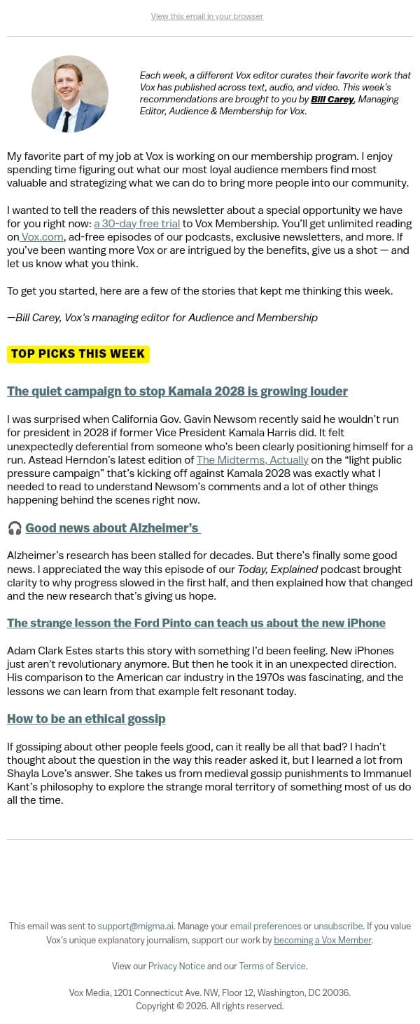 How to be an ethical gossip email from Vox screenshot