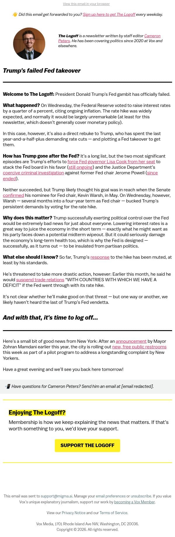 Trump's failed Fed takeover email from Vox screenshot