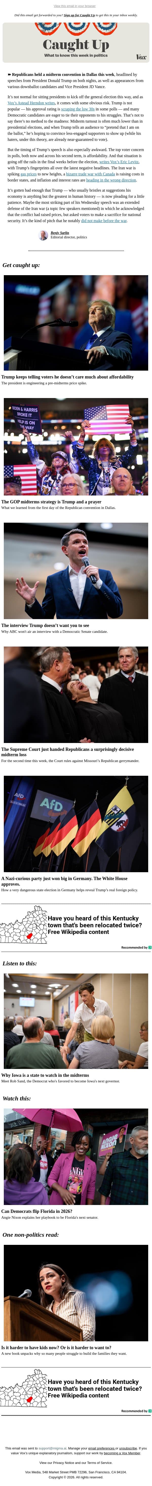 The price of Trump email from Vox screenshot