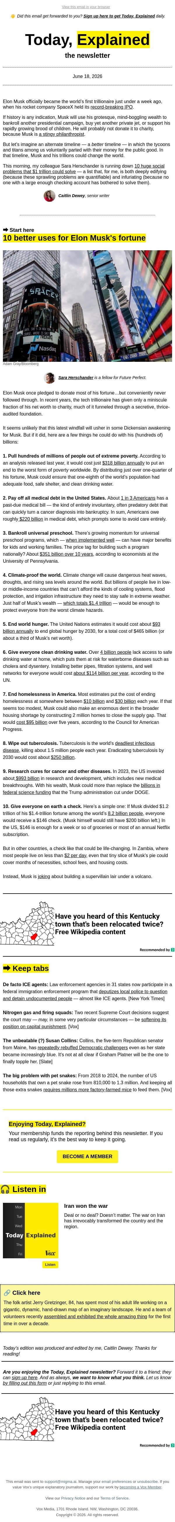 The world’s stingiest trillionaire email from Vox screenshot