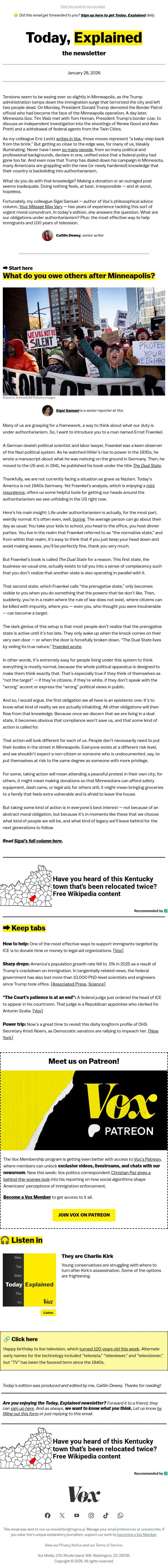 When you can’t continue business as usual email from Vox screenshot