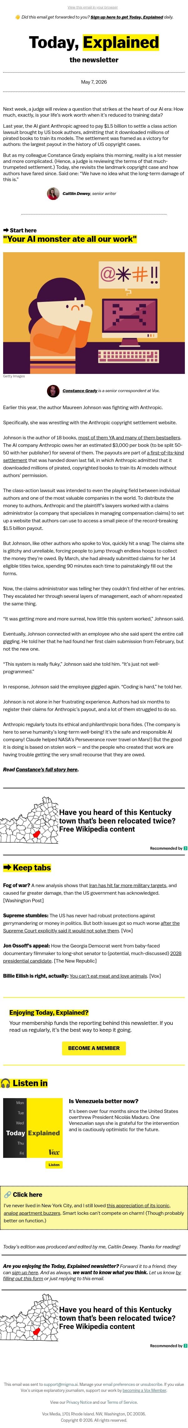 What Anthropic owes authors email from Vox screenshot