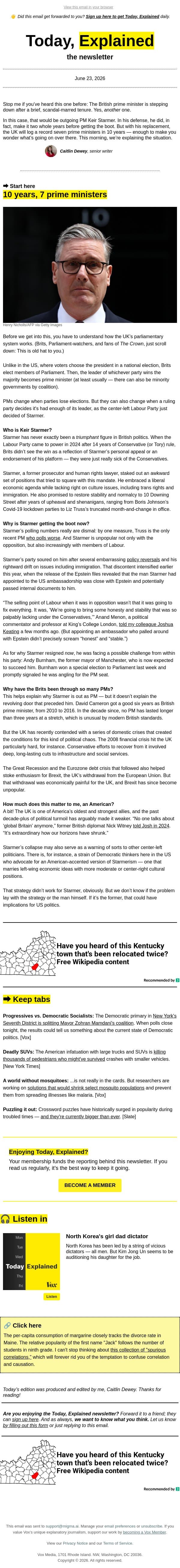 Is the UK okay? email from Vox screenshot