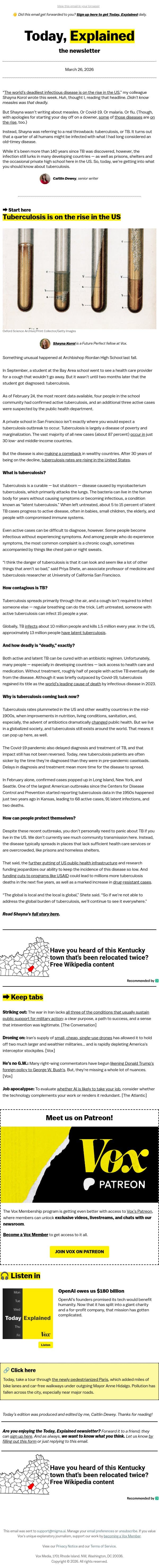 The world’s deadliest infectious disease is back email from Vox screenshot