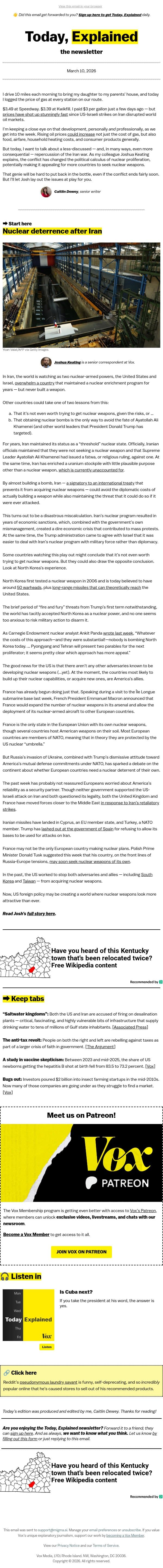 Got nukes? email from Vox screenshot
