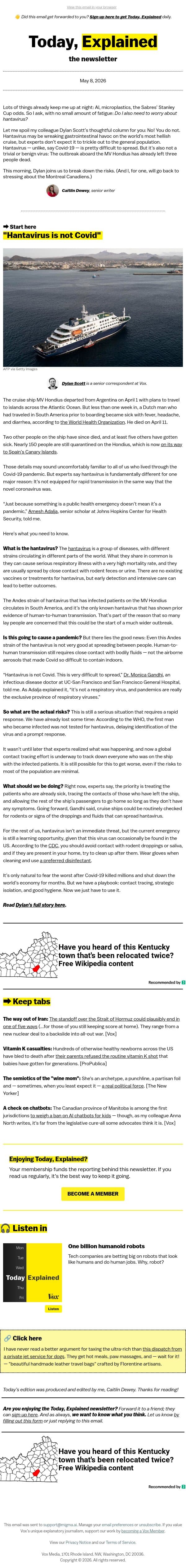 Do I need to worry about hantavirus? email from Vox screenshot