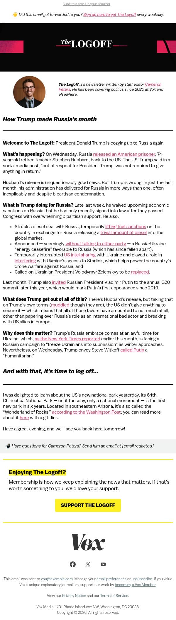 How Trump made Russia's month email from Vox screenshot