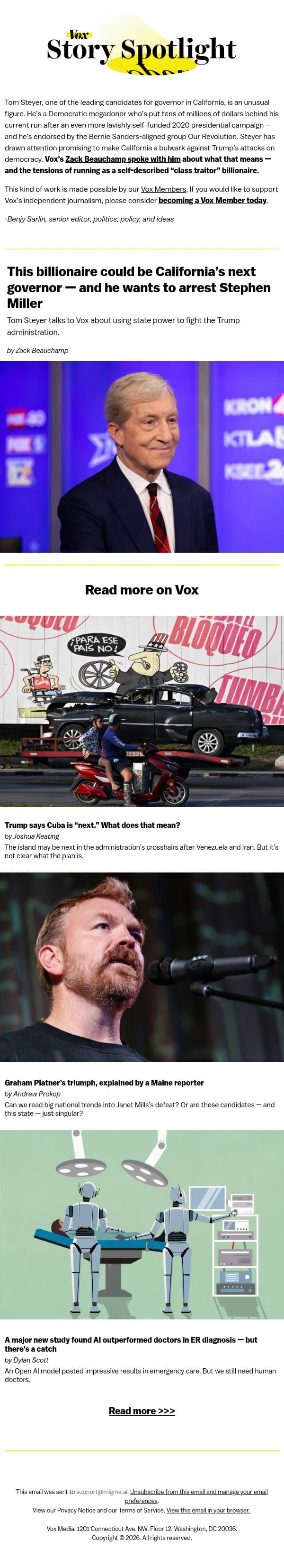 This billionaire could be California’s next governor email from Vox screenshot