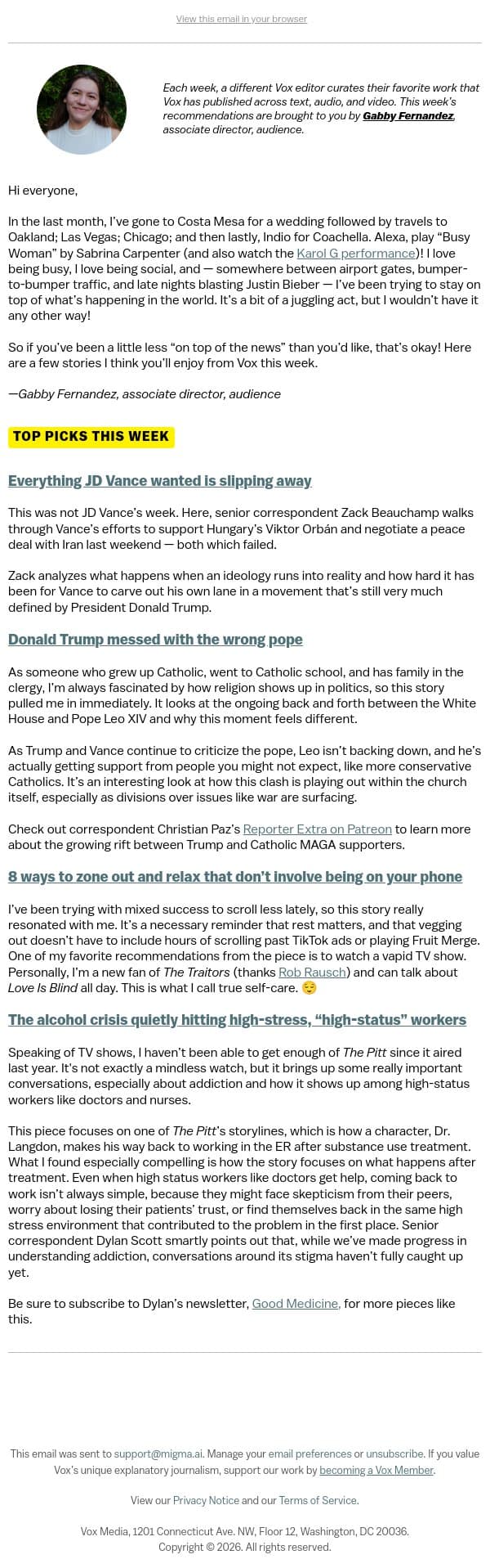 Donald Trump messed with the wrong pope email from Vox screenshot
