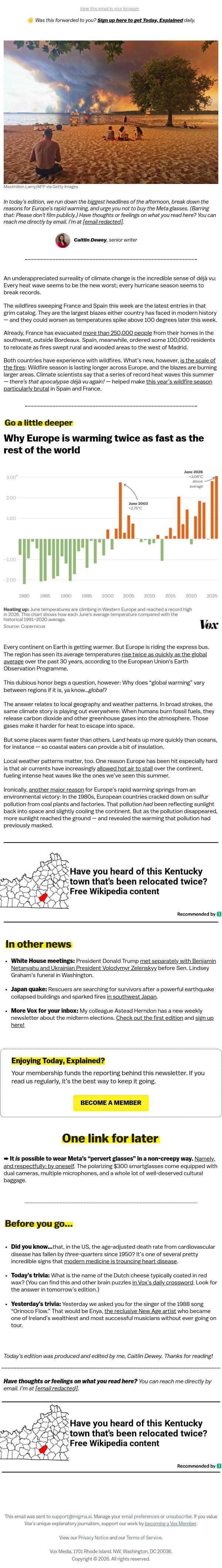 Earth’s fastest-warming continent email from Vox screenshot