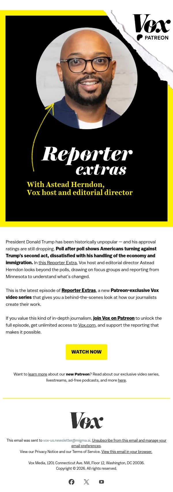 Why Trump’s numbers are sliding — even with his own voters email from Vox screenshot