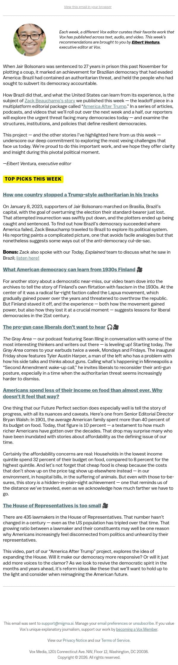 How to stop an authoritarian in their tracks email from Vox screenshot