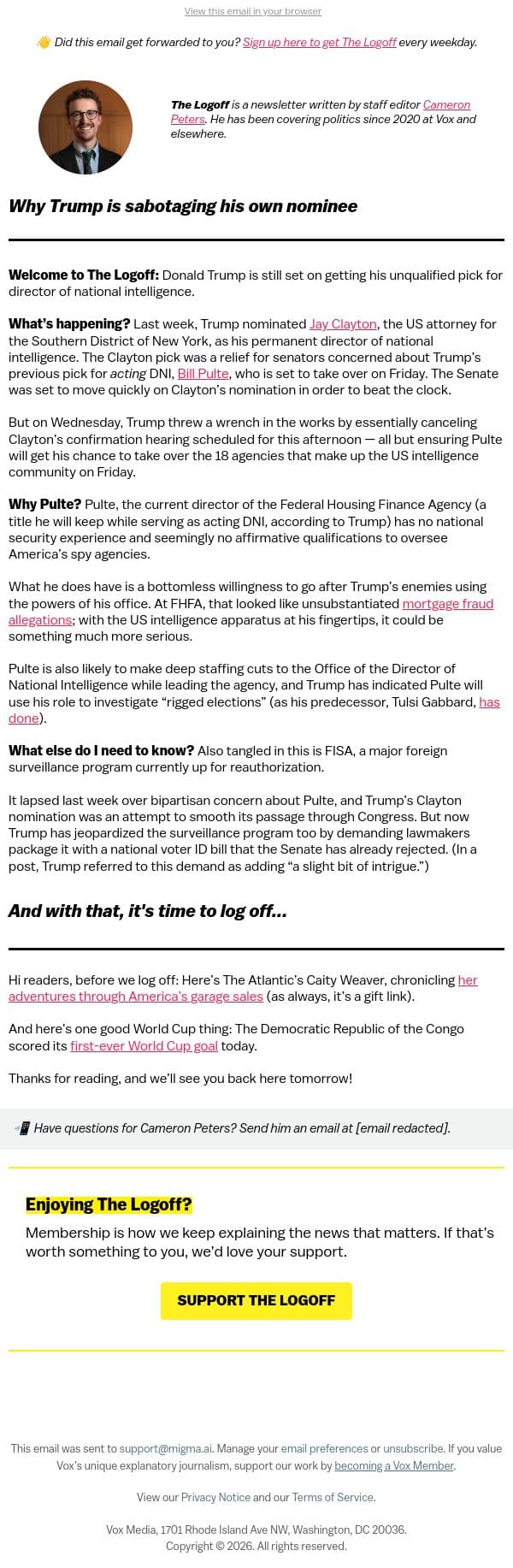 Why Trump is sabotaging his own nominee email from Vox screenshot