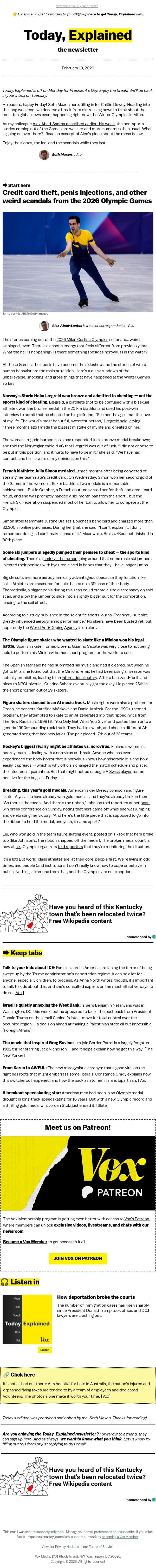 The wackiest Olympics email from Vox screenshot