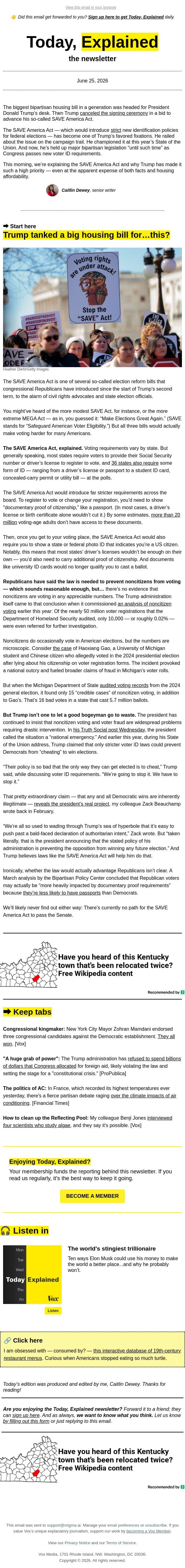 The voter ID law Trump won’t drop email from Vox screenshot