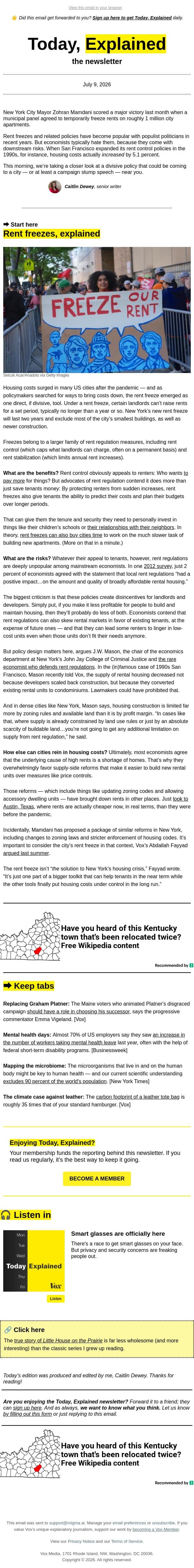 The case for (and against) the rent freeze email from Vox screenshot