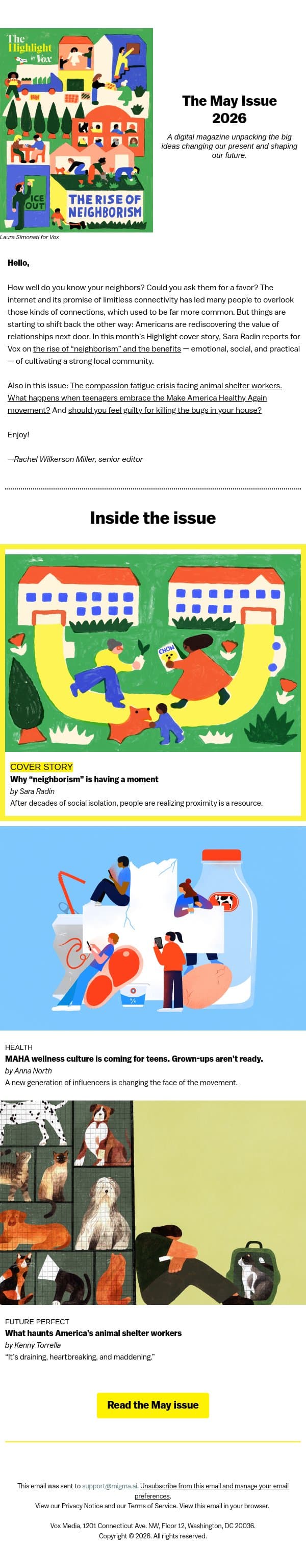 The rise of neighborism email from Vox screenshot