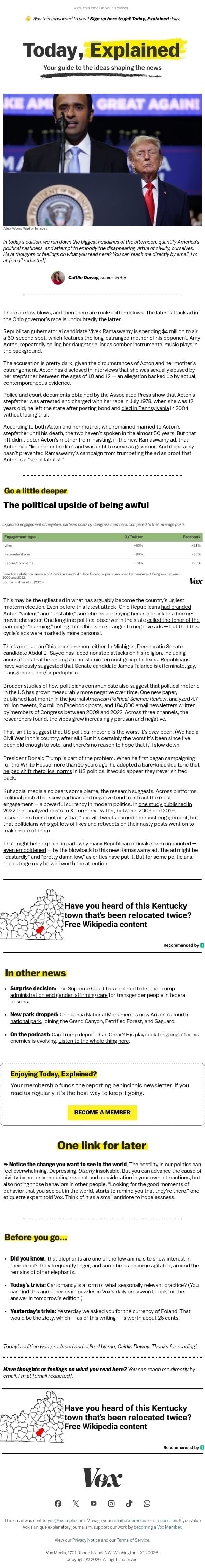 The ugliest political ad of 2026 email from Vox screenshot