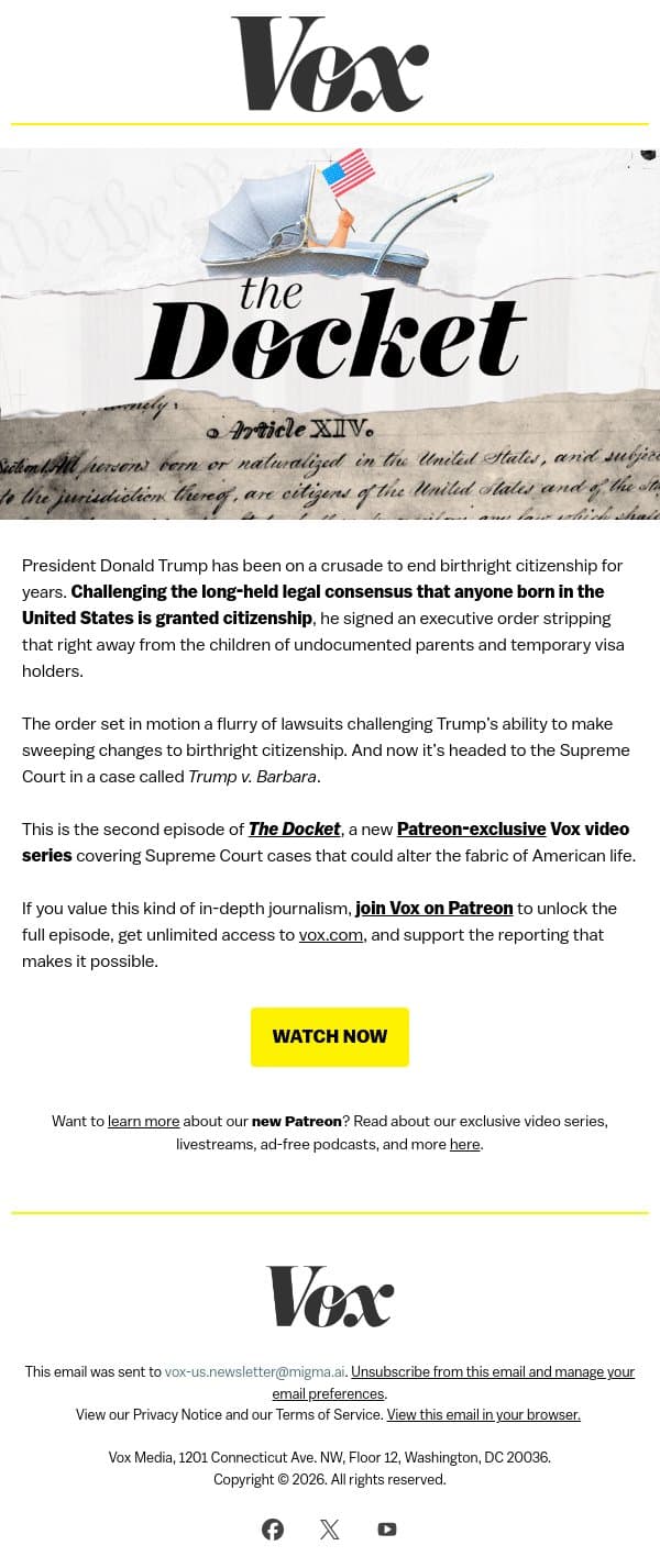 Trump’s war on birthright citizenship email from Vox screenshot