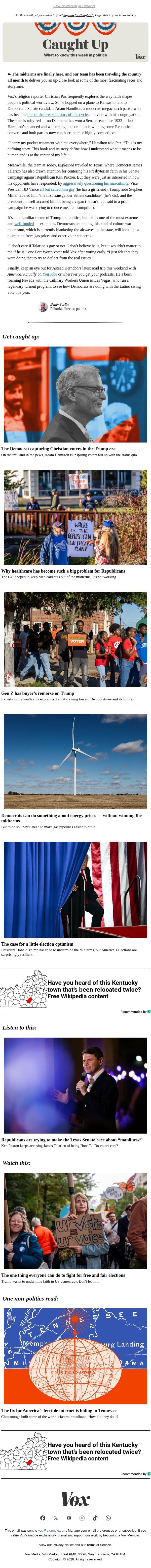 Midterm road trip email from Vox screenshot