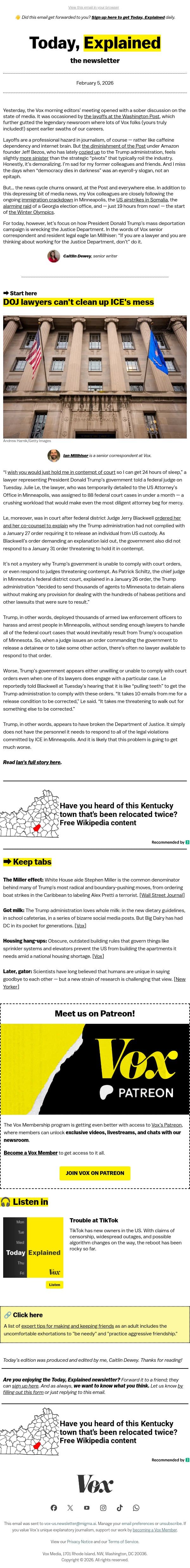 Trump's ICE surge broke the DOJ email from Vox screenshot