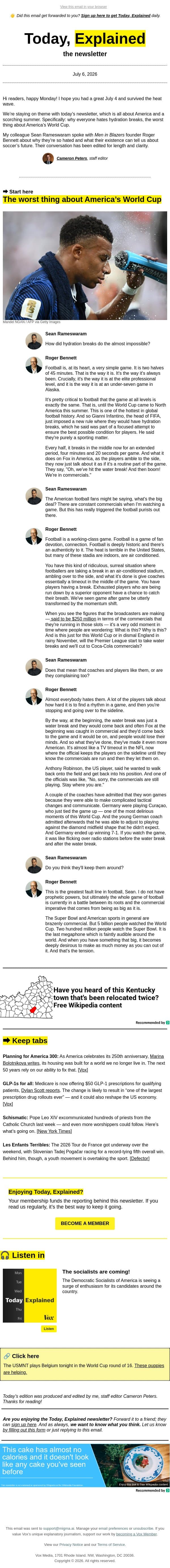 The worst thing about America’s World Cup email from Vox screenshot