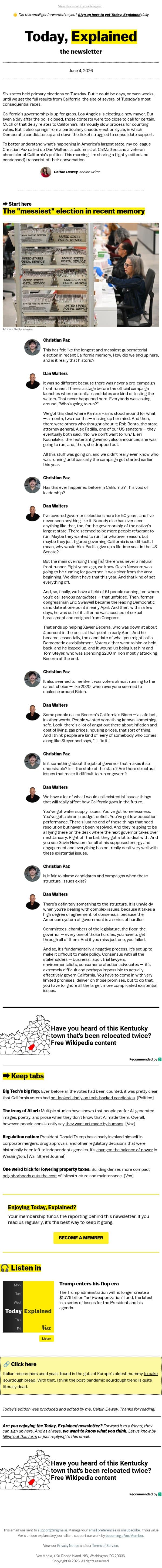 What just happened in California? email from Vox screenshot