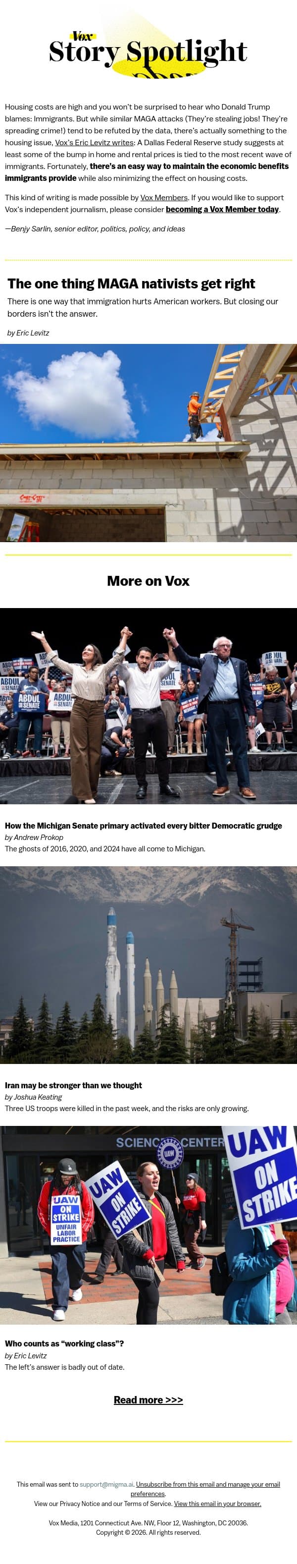 The one thing MAGA nativists get right email from Vox screenshot