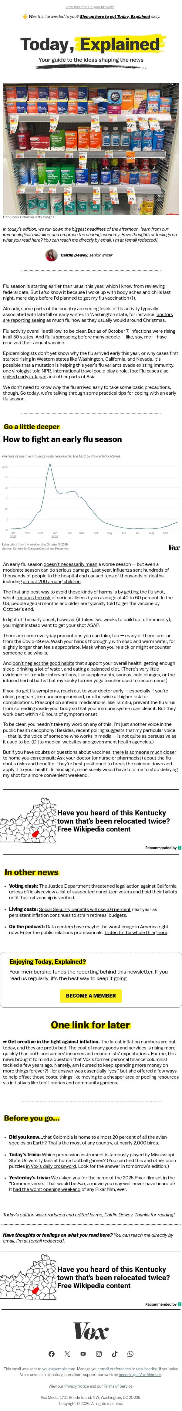 Your flu shot can’t wait email from Vox screenshot