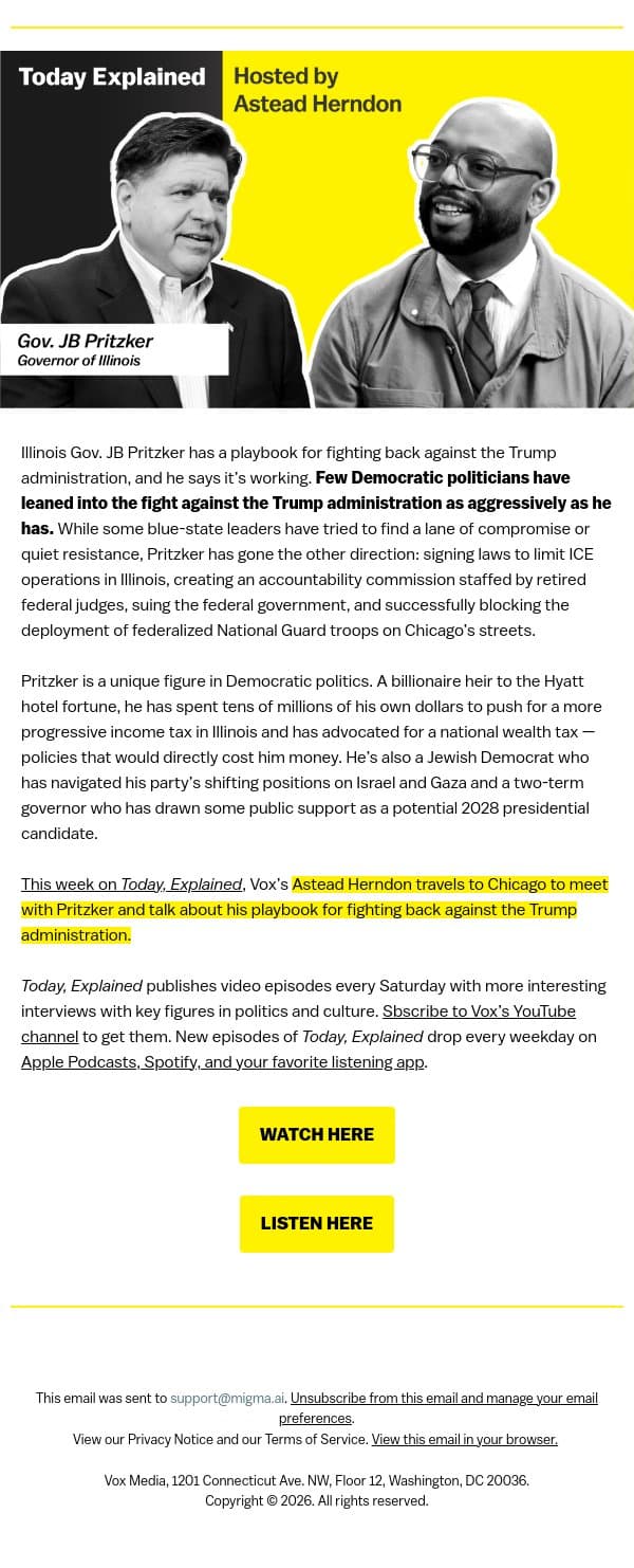 The billionaire governor taking on Trump email from Vox screenshot