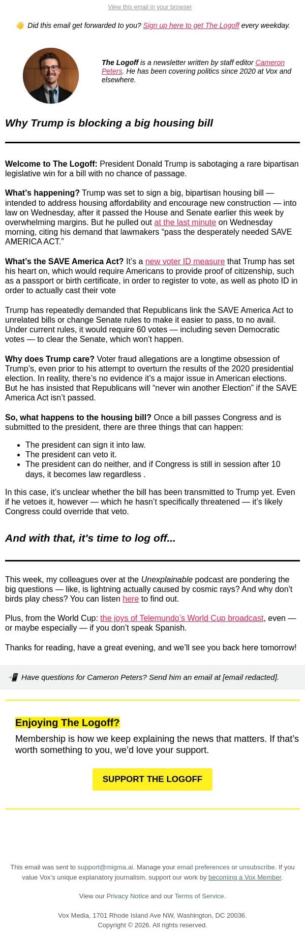 Why Trump is blocking a big housing bill email from Vox screenshot