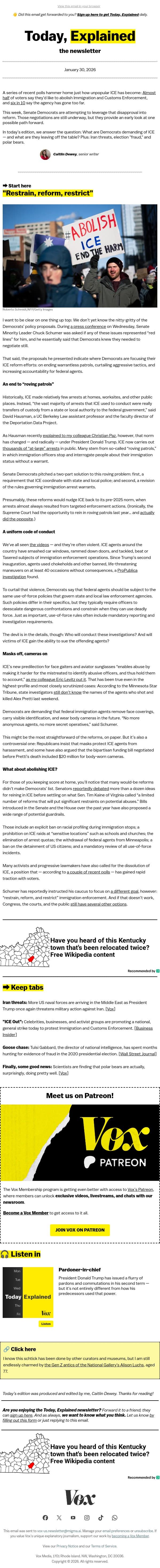 Can ICE be reformed? email from Vox screenshot