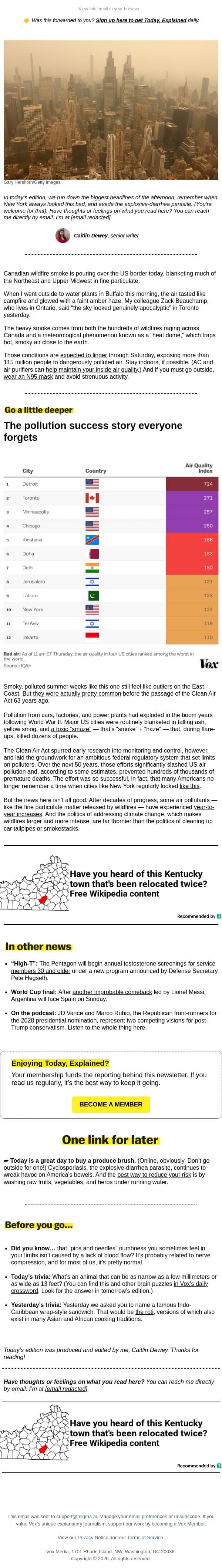 Well, the air *was* getting cleaner email from Vox screenshot