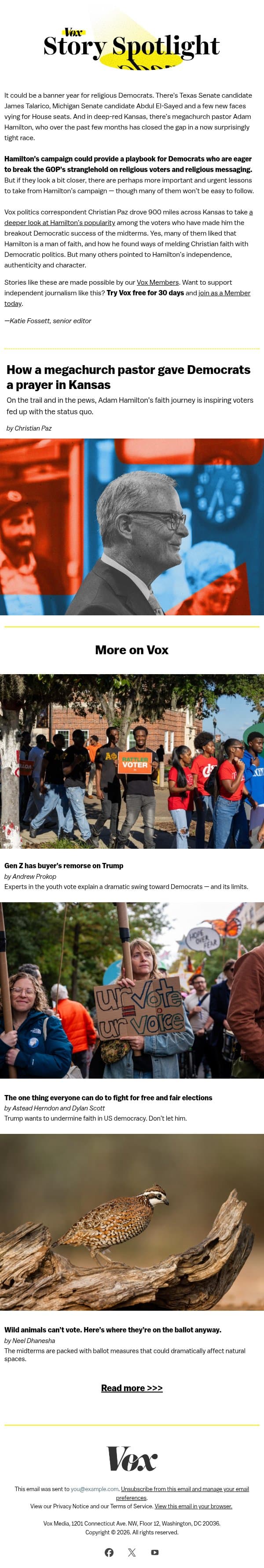 How a megachurch pastor helped Kansas Democrats email from Vox screenshot