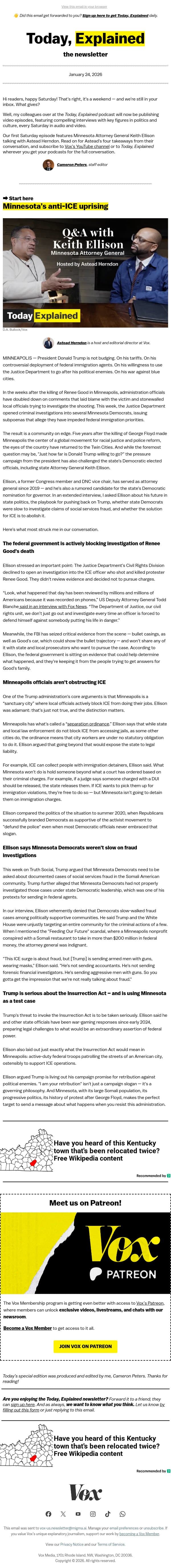 Minnesota’s anti-ICE uprising email from Vox screenshot