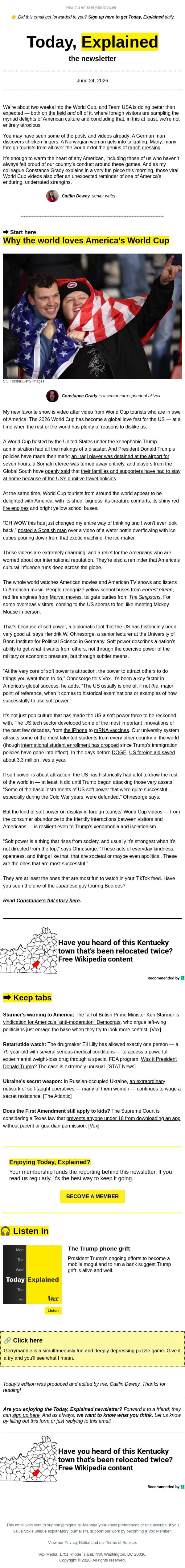 The PR boost America needed email from Vox screenshot