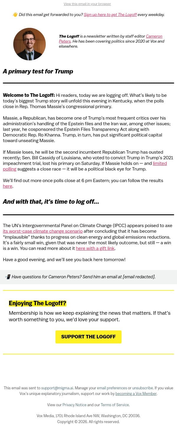 A primary test for Trump email from Vox screenshot