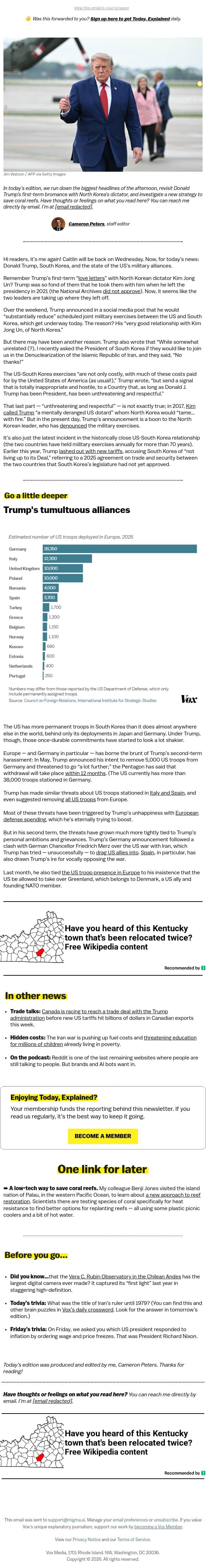 Trump + Kim Jong-Un = ❤️ email from Vox screenshot