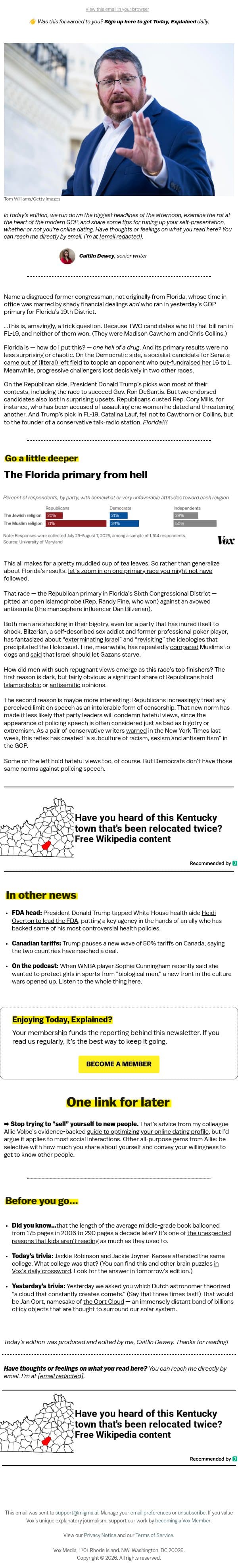The worst primary in America email from Vox screenshot