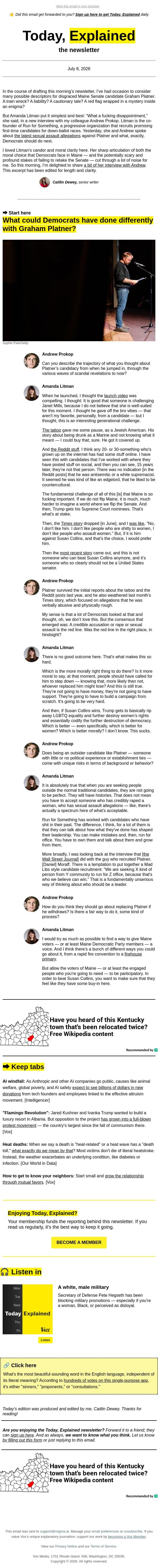 What went wrong with Graham Platner email from Vox screenshot