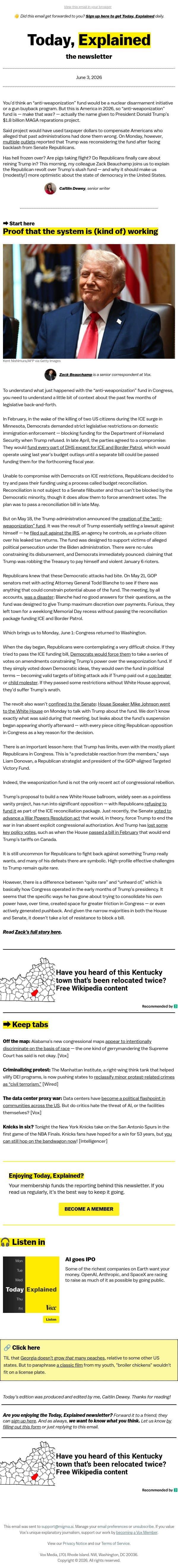 Why Republicans just stood up to Trump email from Vox screenshot