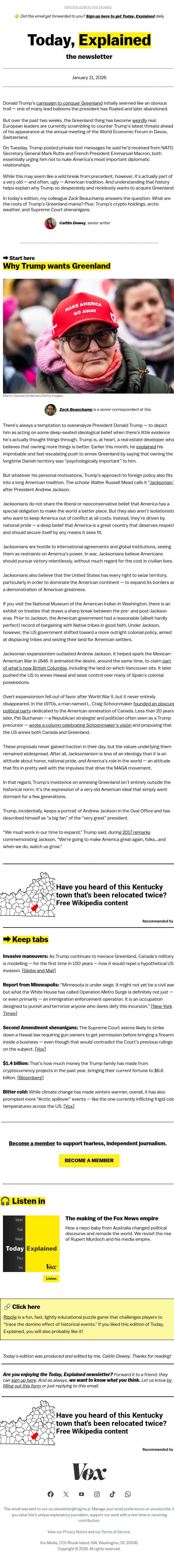 The roots of Trump’s Greenland mania email from Vox screenshot
