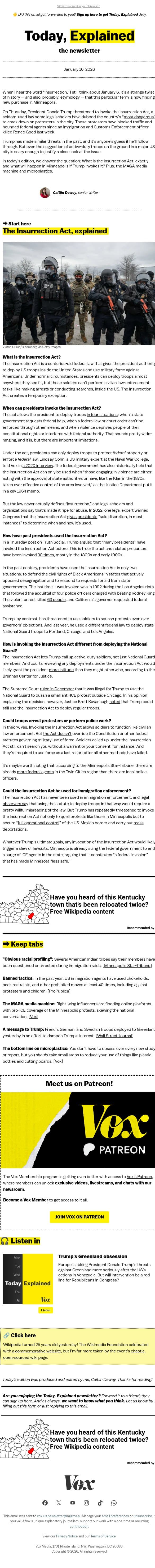 “America’s most dangerous law” email from Vox screenshot