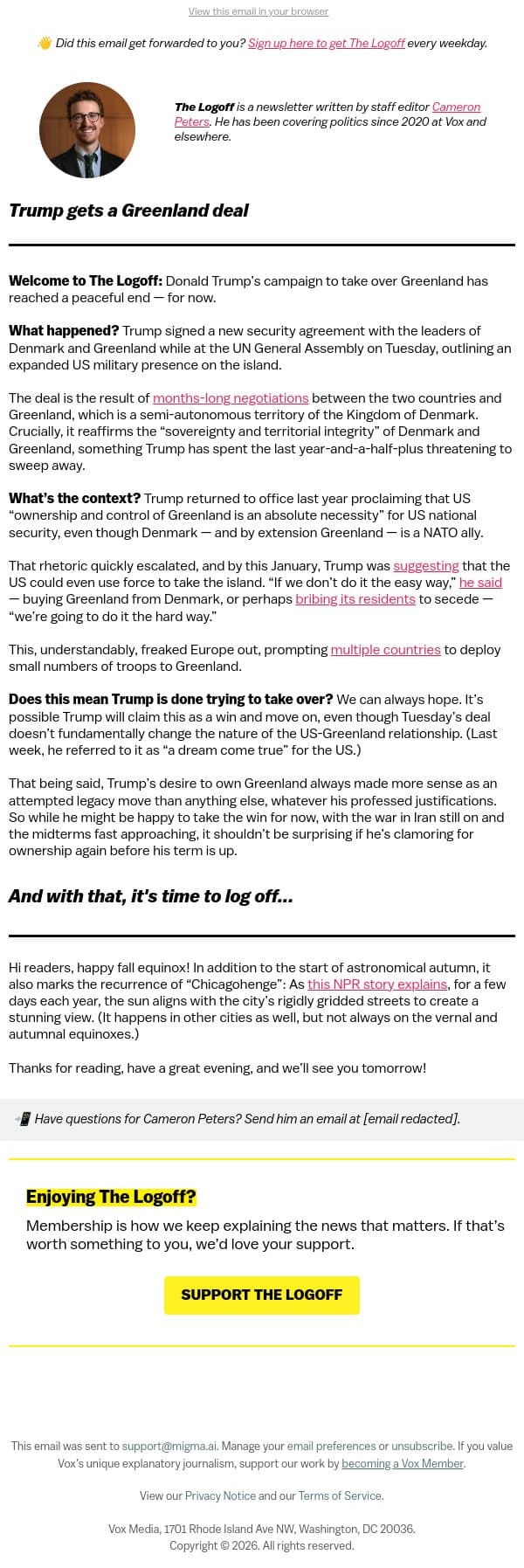 Trump gets a Greenland deal email from Vox screenshot