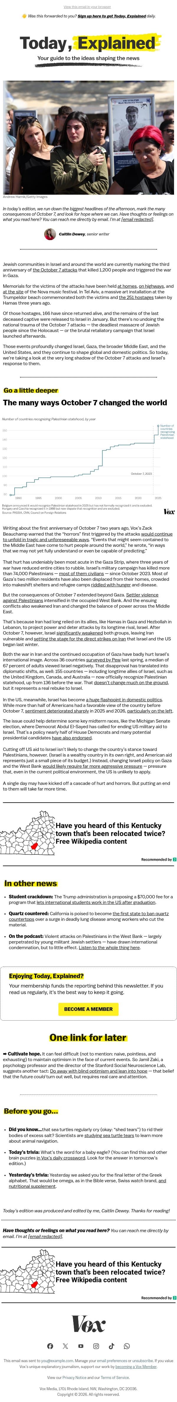 How October 7 changed everything email from Vox screenshot