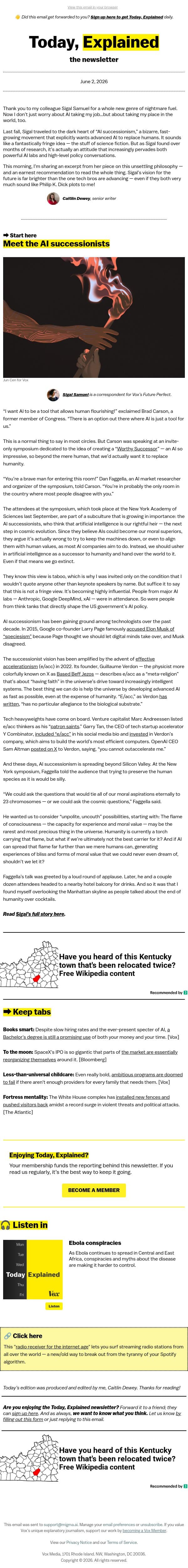 The people who want AI to replace humanity email from Vox screenshot