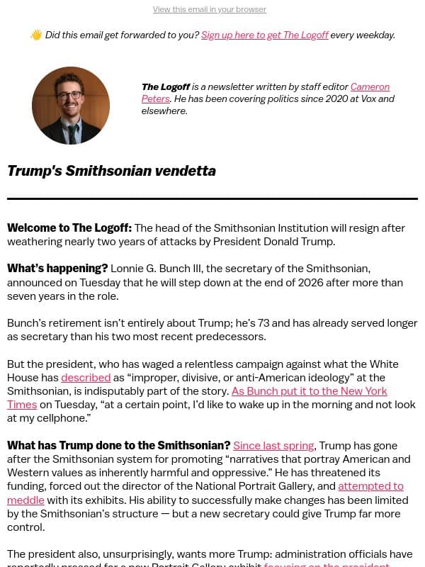 Trump's Smithsonian vendetta email from Vox