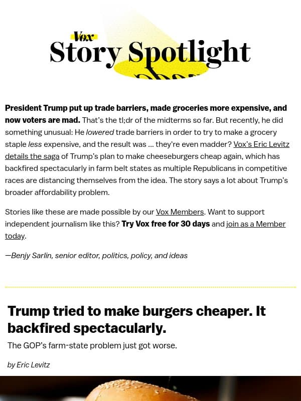 How Trump failed to make burgers cheaper email from Vox