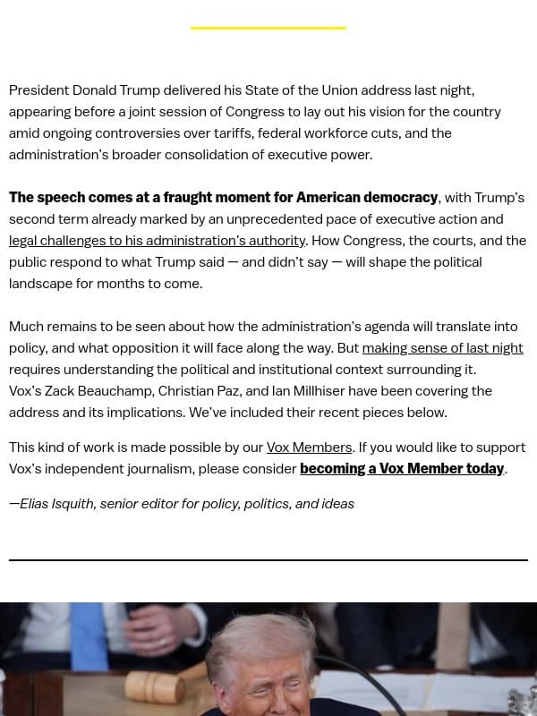 A State of the Union that stokes the divide email from Vox