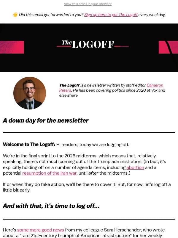 Log off with a victory for renewable energy email from Vox
